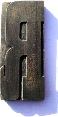 Letterpress wood 10&#034; letter &#039;r&#039; block **superb rare hand carved typeface** for sale