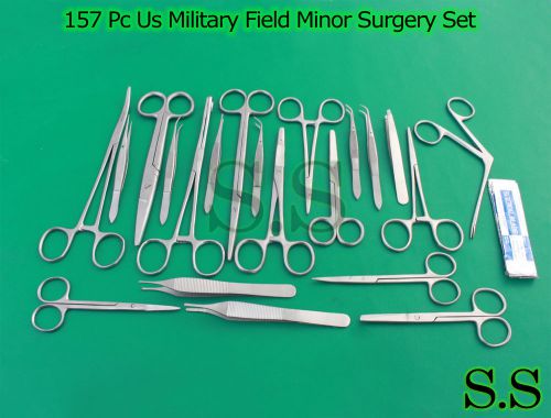 157 PC US MILITARY FIELD MINOR SURGERY SURGICAL VETERINARY INSTRUMENTS KIT