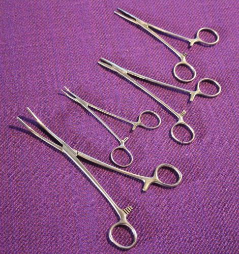 Lot of 4 medical grade stainless steel surgical hemostats forceps clamps for sale