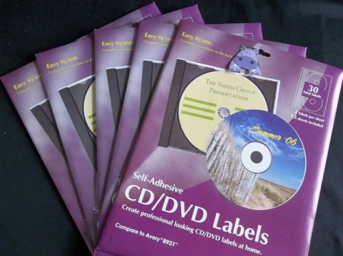 5 pkgs 150 labels total printer creations cd/dvd inkjet label compare avery 8931 for sale