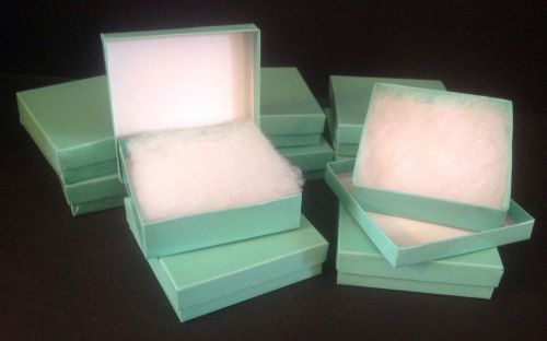 Lot Of 10 Teal Colored Cotton Filled Jewelry Gift Boxes - NEW