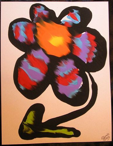 Fantastic Happy FLOWER!!  Abstract Signed Original Painting SEE UP CLOSE