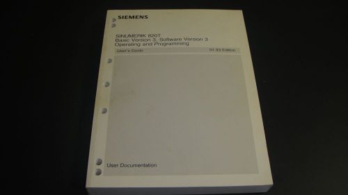 Siemens Sinumerik 820T Operation &amp; Programming Manual