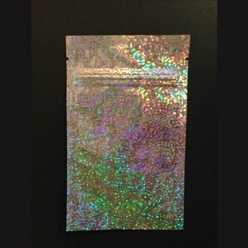 (10) silver mylar &#034;holographic smell proof 3&#034; x 4 1/2&#034; recloseable ziplock bags for sale