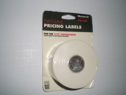 MONARCH PAXAR TWO-LINE PRICING LABELS  ( 4500 LABELS PLUS ROLLER )