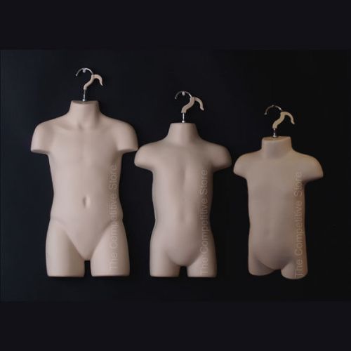 Infant + toddler + child flesh mannequin forms set for boys &amp; girls 9mo-7 sizes for sale