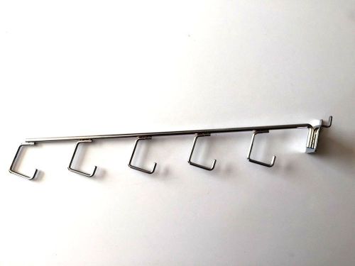 (5 Pack) Store Display Chrome Waterfall 5 Hook Rod Mounts Directly onto Pegboard