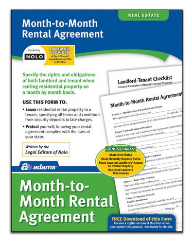 Adams business forms month-to-month rental agreement forms and instruction for sale