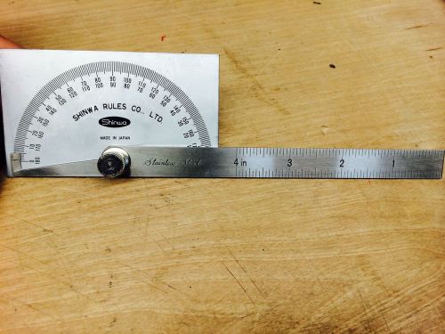 4&#034; PROTRACTOR STANILESS STEEL 0 TO 180 DEGREES SHINWA RULES (NN0423-1)