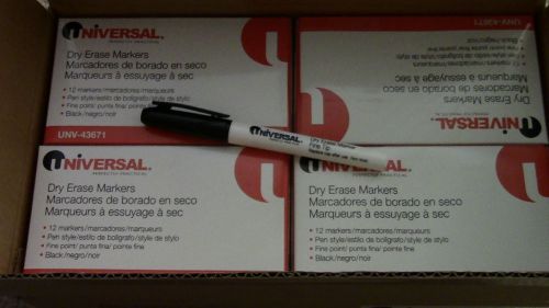 Universal Pen Dry Erase Markers Bullet Tip Black lot 12box of 12 144lot UNV43671