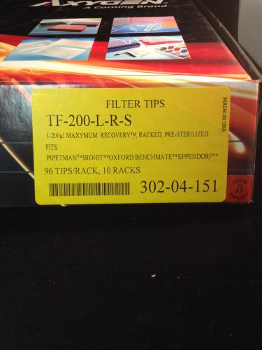 Axygen Pipet Filter Tips TF-200-L-R-S 1-200uL Racked Sterile 10 Racks 960 Tips