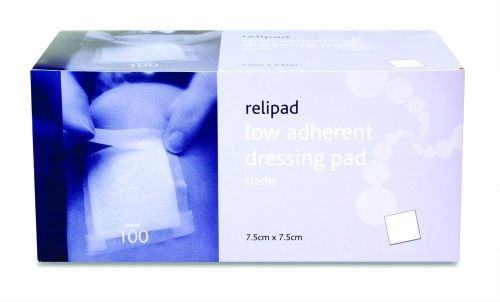 (R) Relipad Sterile Low Adherent Comfortable Dressing Pads 7.5cm x 7.5cm Box 100