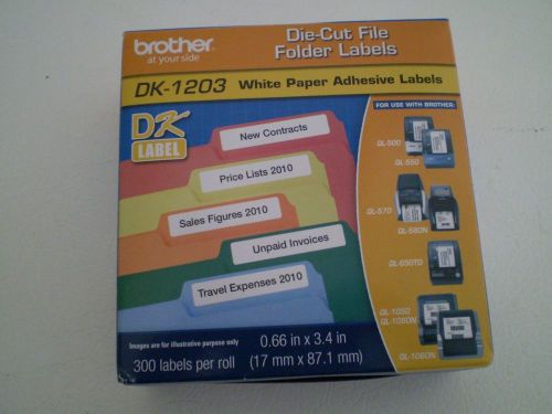 **NIB** Brother DK-1203 White Paper Adhesive Labels 300 Labels Per Roll