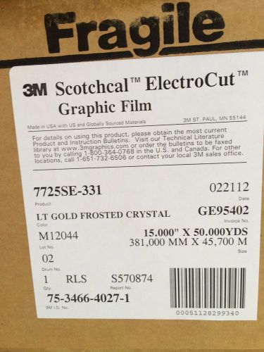 3M SCOTCHCAL ELECTROCUT GRAPHIC FILM - LT GOLD FROSTED CRYSTAL - ****NEW****