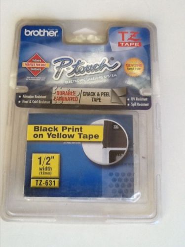 Brother P-Touch TZ-631 (Black on Yellow tape) 1/2&#034;
