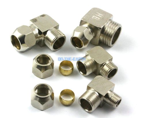 2 pieces brass 10mm to 1/2&#034; bsp elbow compression connector fitting hose coupler for sale