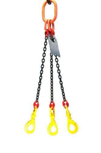 Chain sling 5/8 x 5&#039; triple leg swivel positive lock hooks grade 80 for sale
