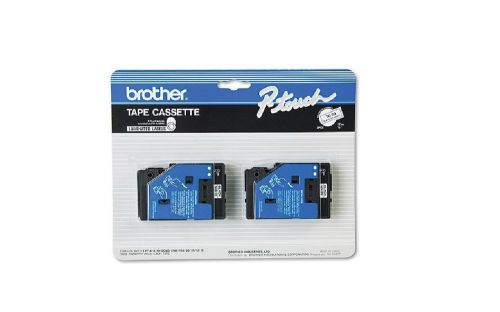 2 PACK Brother TC-20 P-Touch Label Tape 1/2&#034; Black on White FOR PR-6 / 8 / 10 +