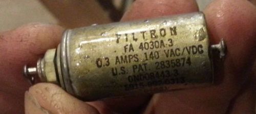 NOS Filtron FA4030A3 RF Interference Filter 140VAC/VDC @ 0.3a 5915-00-992-0313
