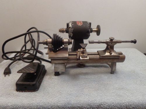 OLD ANTIQUE OR VINTAGE RACINE JEWELERS LATHE NO. 4700 W/ FOOT PEDAL WORKS TOOLS