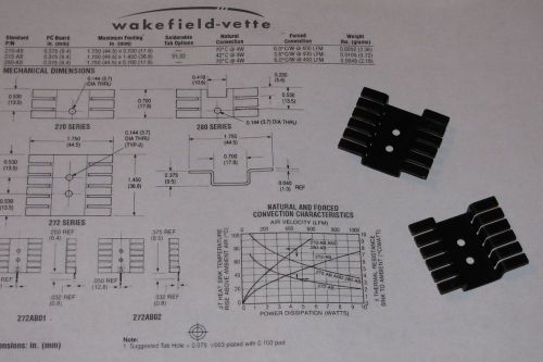 (10) wakefield-vette we272 single/dual to-220 heat sinks spec. sheet new for sale