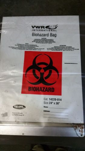 Vwr scientific clear biohazard bags 24 x 36 for sale
