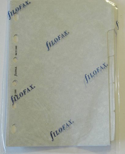 Filofax Blank  Index Tabs Planner Refill 4 or 6 Ring 3 1/4 x 4 3/4 Grey