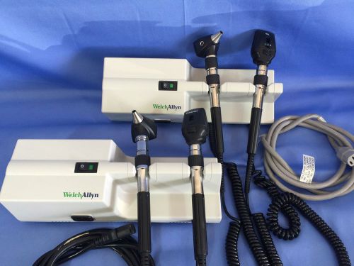 Lot Of 2 Welch Allyn 767 Wall Transformers with Otoscope Heads Great Conditions