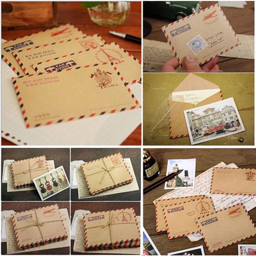 Convenient 10 Sheets Mini Envelope Postcard Letter Stationary Storage Paper WFUS