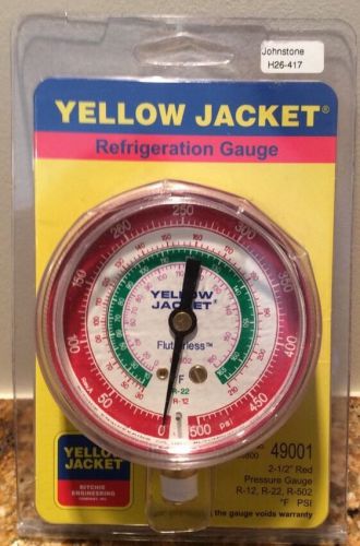 Yellow Jacket 49001 Red Refrigeration Pressure Gauge R-12/22/502 - NEW!