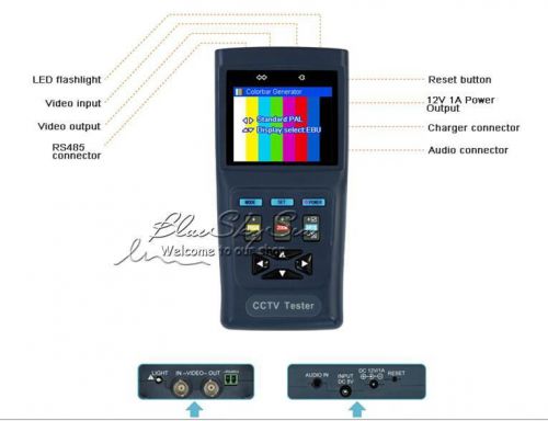2.8&#034; AHD Hybrid CCTV Camera Cam Video PTZ Control Test Tester 12V Output HL-B8A