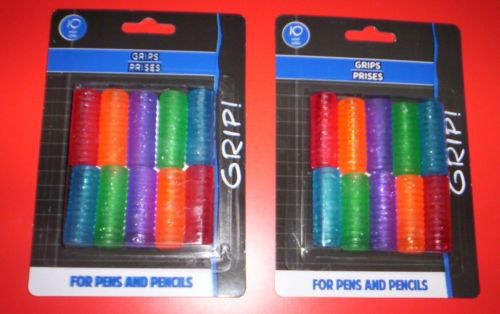 20 SPIRAL GEL GRIPS  for~Pen &amp;  Pencil /10 per Pack~ASSORTED COLORS