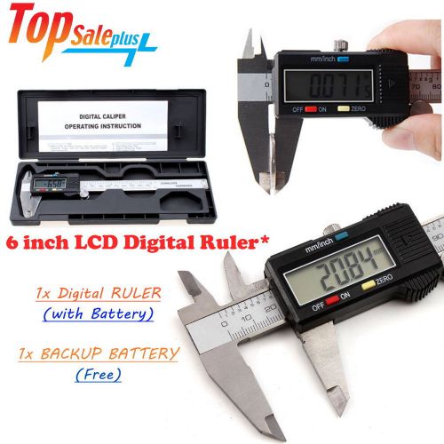 Digital Electronic Ruler Caliper Micrometer Gauge 6&#034; LCD 150mm Stainless Vernier