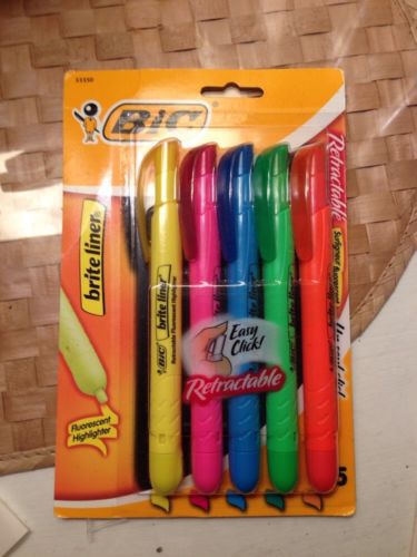 Bic Fluorescent Highlighter Retractable 5ct