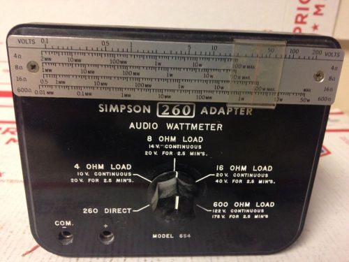 SIMPSON 260 AUDIO WATT METER ADAPTER MODEL 654 FOR SIMPSON MULTIMETER TESTER