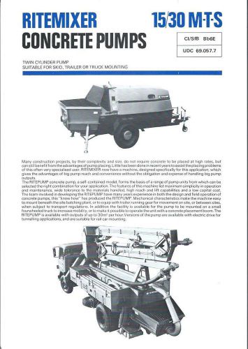Equipment Brochure - Ritemixer Concrete Cement Pump Mixer c1977 Set of 5 (E2305)