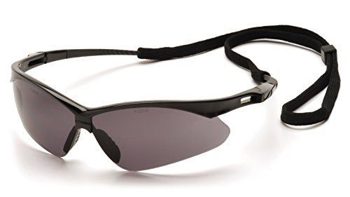 Pyramex Safety PMXTREME Eyewear, Black Frame with Cord, Silver Mirror Lens