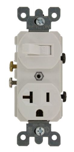 Leviton 5335 20a duplex style combination single pole switch/receptacle white for sale