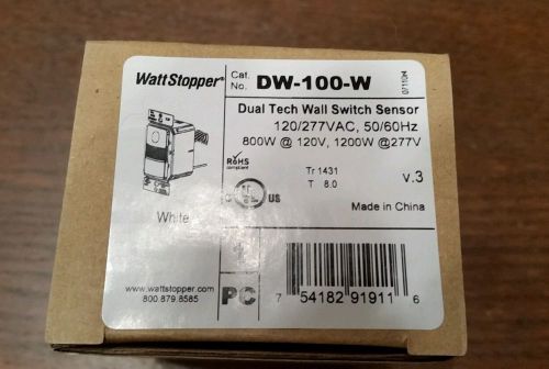 Watt stopper dw-100-w dual technology wall switch occupancy sensor 120/277v, wht for sale