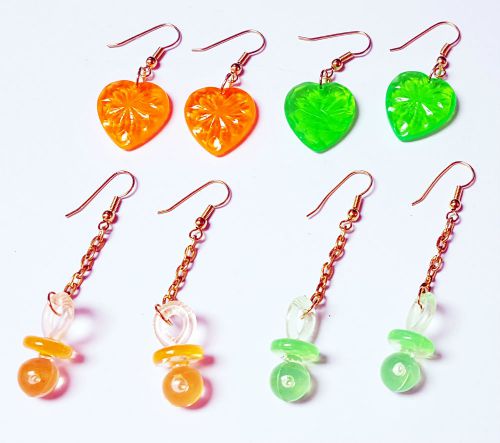 10 Pair VINTAGE Plastic Charms Earring Retro Fashion Jewellery Girl Toy Pacifier