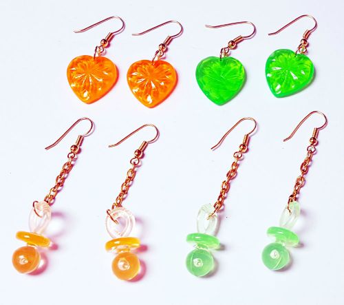 10 Pair VINTAGE Plastic Charms Earring Retro Fashion Jewellery Girl Toy Pacifier