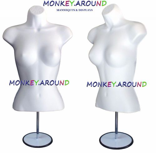 FEMALE MANNEQUIN WHITE DRESS BODY TORSO FORM+1 STAND+1 HANGER DISPLAY CLOTHING