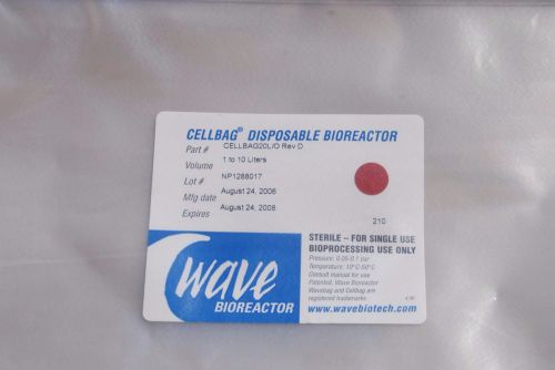 GE Wave 10L CellBag Disposable BioReactor 1-10L #CELLBAG20L/0 Rev D Sealed New