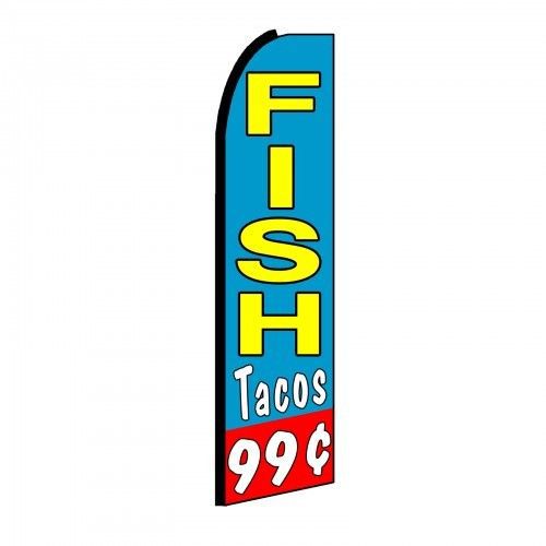 Fish tacos 15&#039; flutter feather business swooper flag blue banner made in usa for sale