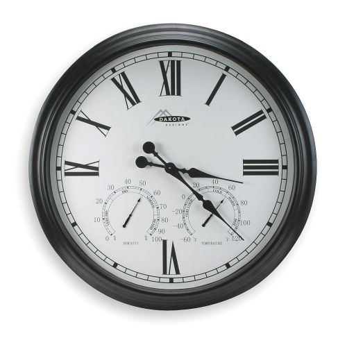 Analog Thermo-Hygrometer Clock, 35 In, Blk