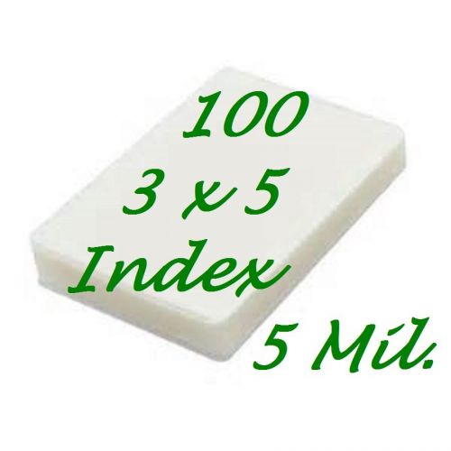 (100) 3-1/2 x 5-1/2 Laminating Laminator Pouches/Sheets.. Index Card  5 ml