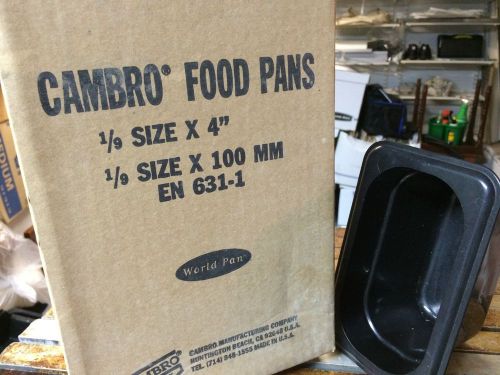 Set of 6 Food pans Cambro 94CW110 Black 4&#034; Deep, 1/9 Size.