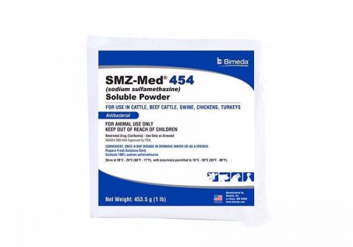 Sulfamethazine 454 Soluble Powder For Use In Cattle Swine Chicken &amp; Turkey 1LB
