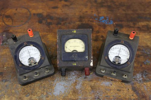 Lot of 3 Central Scientific Co. Industrial Gauges Meters Steampunk Galvanometer
