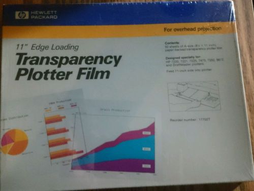 HP TRANSPARENCY PLOTTER FILM 11&#034; EDGE LOADING 50 Sheets sealed package NEW
